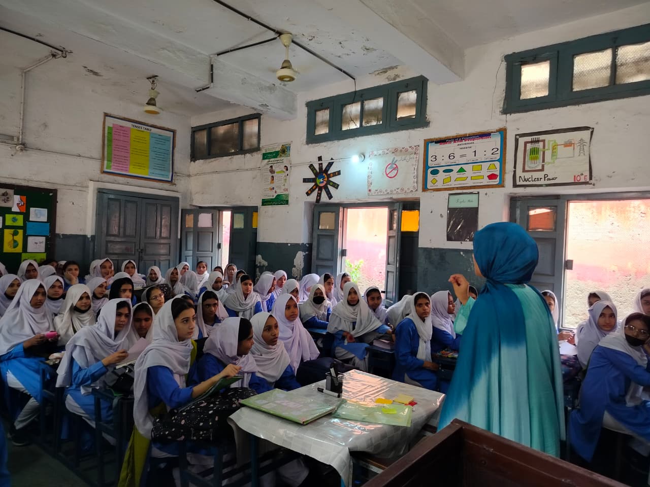 A ZSF counselor speaking with a classroom of students